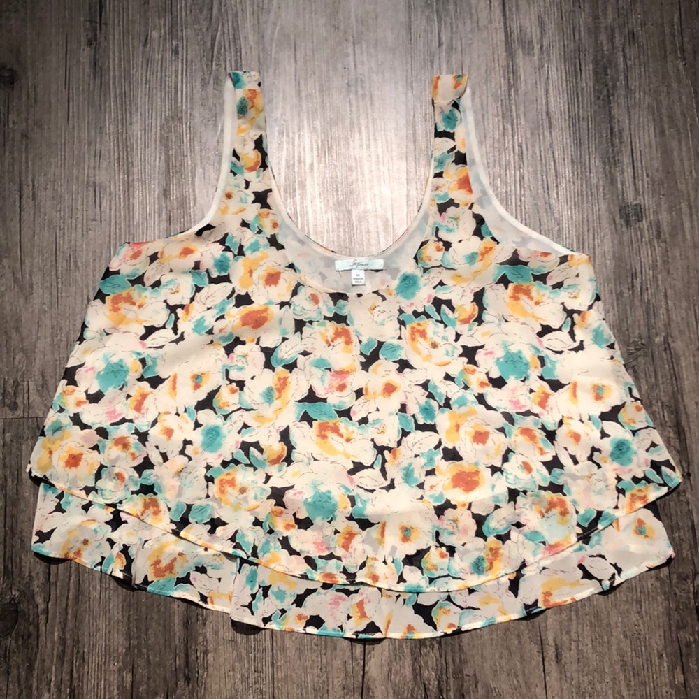 Floral Cropped Flowy Tank